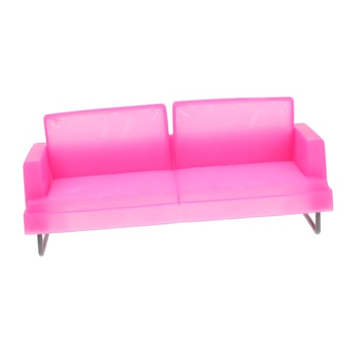 NOLITOY Miniatur Puppenhaus Sofa Rosa Kunststoff Miniaturmöbel Wohnzimmer für Puppenhaus Dekoration Königliches Design Leicht Beweglich Detailreiche Verarbeitung von NOLITOY