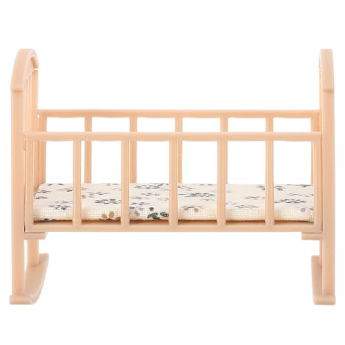 NOLITOY Miniatur-Puppenhausbett: Puppen-Minibett, Wiege, Spielzeugbett – 1/12 Maßstab, Babypuppenbett, Möbel-Requisite – Babybett-Modell für vorgetäuschtes Spielhaus von NOLITOY