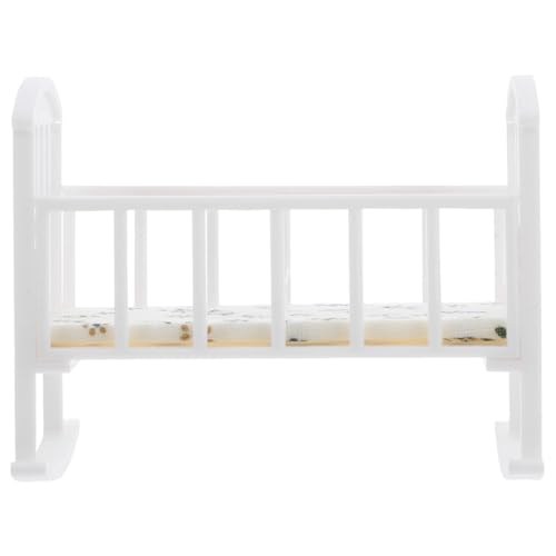 NOLITOY Miniatur-Puppenhausbett: Puppen-Minibett, Wiege, Spielzeugbett – 1/12 Maßstab, Babypuppenbett, Möbel-Requisite – Babybett-Modell für vorgetäuschtes Spielhaus von NOLITOY