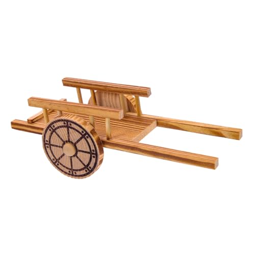NOLITOY Miniatur Schubkarren Modell aus Holz Kreative Mini Landschaftsdekoration Realistisches Bauernhof Vielseitiges Mini Wagen Modell für Schreibtisch und Garten von NOLITOY