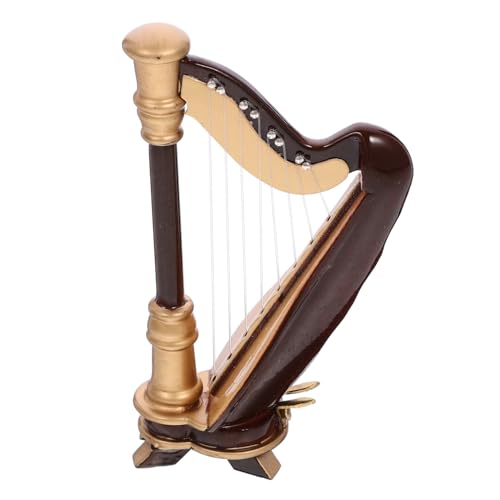 NOLITOY Miniature mit Holzgehäuse Musikinstrument Modell für Puppenhaus und Tischdekoration Harfenornament für Zuhause und Büro Geschenkidee für Freunde und Familie NOLITOY Miniature mit Holzgehäuse Musikinstrument Modell für Puppenhaus und Tischdekoration Harfenornament für Zuhause und Büro Geschenkidee für Freunde und Familie von NOLITOY