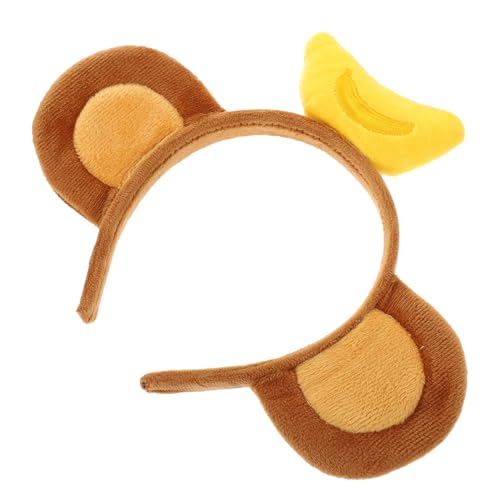 NOLITOY Monkey Ohren Haarband mit Banane Flauschiges Affen stirnband Leichtes Party cosplay zubehör für Mädchen Karneval und Halloween Bequem und Dekorativ von NOLITOY