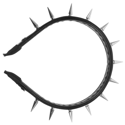 NOLITOY Nietenstirnband graceling dirndl elegant gothic kopfschmuck haarstyling pferdeparty Punk gotisch Stirnbänder frauen verschönert Dame Party-Haarreifen Leistungsstirnband Leder Black von NOLITOY
