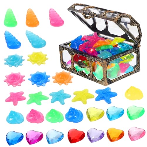 NOLITOY Piraten Schatztruhe mit Bunte Leuchtende Tauchjuwelen und Farbige Kunststoffdiamanten Langlebiges Poolspielzeug für Schatzsuche Unterwasser Party Halloween Deko Zufällige Farbe NOLITOY Piraten Schatztruhe mit Bunte Leuchtende Tauchjuwelen und Farbige Kunststoffdiamanten Langlebiges Poolspielzeug für Schatzsuche Unterwasser Party Halloween Deko Zufällige Farbe von NOLITOY