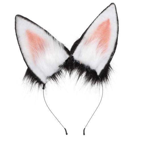 NOLITOY Plüsch Hasenohren Haarreif Kuscheliges Stirnband mit Tierohren Modisches Bunny Ear Accessoire für Damen Bequemes Einzigartiges Kopfband für Cosplay Halloween Karneval von NOLITOY