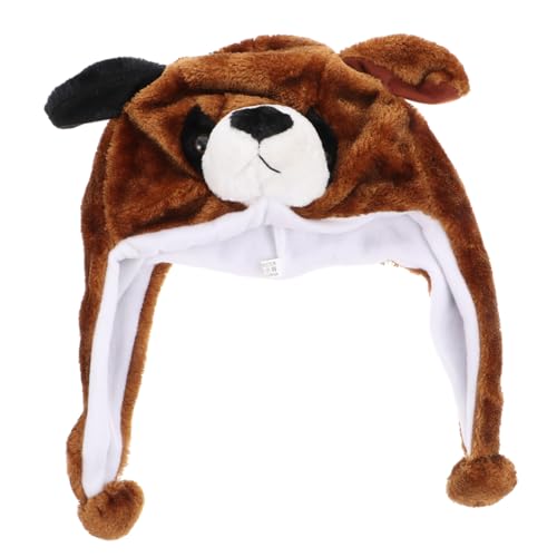 NOLITOY Plüsch Hut mit Cartoon Design Fluffige Cosplay Mütze für Jungen und Ohrwärmer für Kalte Wintertage Lustiges Tier Kostümzubehör Hund von NOLITOY