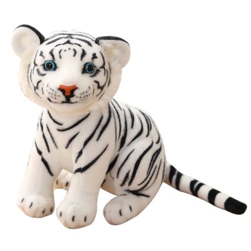 NOLITOY Plüsch Tiger Puppe Weiß Realistisches Kuscheltier Geschenk Dekoration Stofftier Tiger Jahreszeitliches Maskottchen für Neujahrsfest und Kinderzimmer von NOLITOY