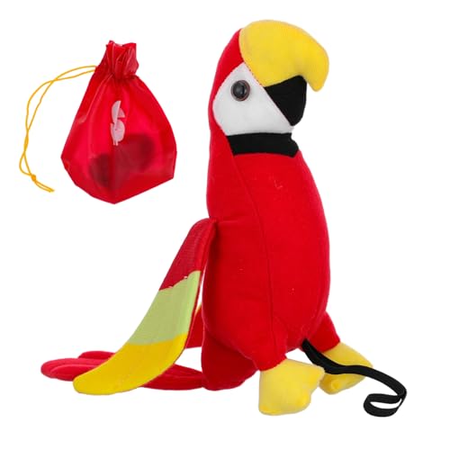 NOLITOY Plüsch-piratenpapagei Schulterprop mit Rotem Geldbeutel Lebensechter Kuscheltier Vogel für Piratenkostüm Halloween Mottoparty und Kindergeburtstagsspielzeug von NOLITOY