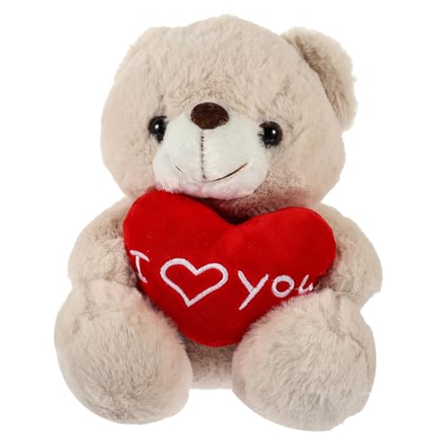 NOLITOY Plüschbär Kuscheltier mit Herz Weicher Kleiner Teddybär aus Hochwertiger Füllung Dekoratives Stofftier Gemütliches Kissen für Freundin von NOLITOY