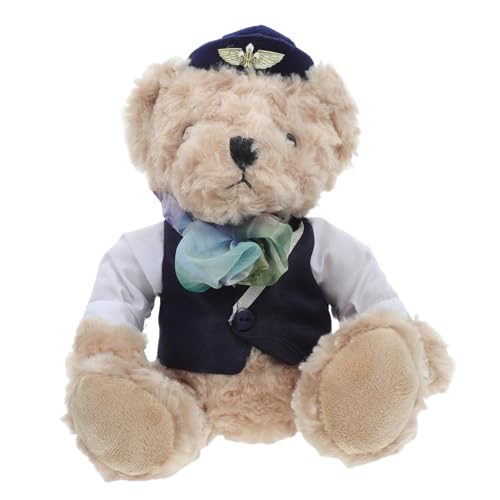 NOLITOY Plüschtier Bär Kuschelig Stofftier Plüschbär Air Stewardess Für Jugendliche Und Kleinkinder Sitzend von NOLITOY