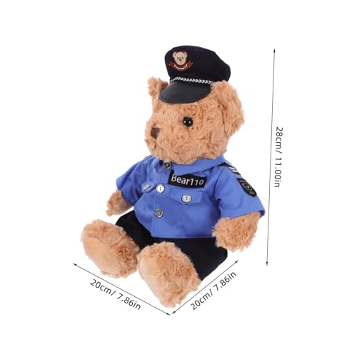 NOLITOY Polizeibär Plüschtier Flauschig mit Uniform und Mütze Kuscheltier für Babyzimmer Deko Geschenkidee für Jungen und Neugeborene von NOLITOY