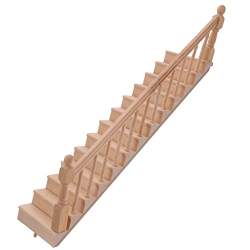 NOLITOY Puppenhaus Handlauf Treppe Mini Puppenhausmöbel rustikal Zubehör für das Puppenhaus maßstabsgetreues Deko-Accessoire Wohnaccessoire- Puppenhaus-Bausatz hölzern von NOLITOY