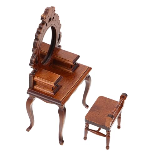 NOLITOY Puppenhaus Möbel Vintage Make Up Tisch mit Hocker für Puppenhaus Schlafzimmer Zubehör NOLITOY Puppenhaus Möbel Vintage Make Up Tisch mit Hocker für Puppenhaus Schlafzimmer Zubehör von NOLITOY