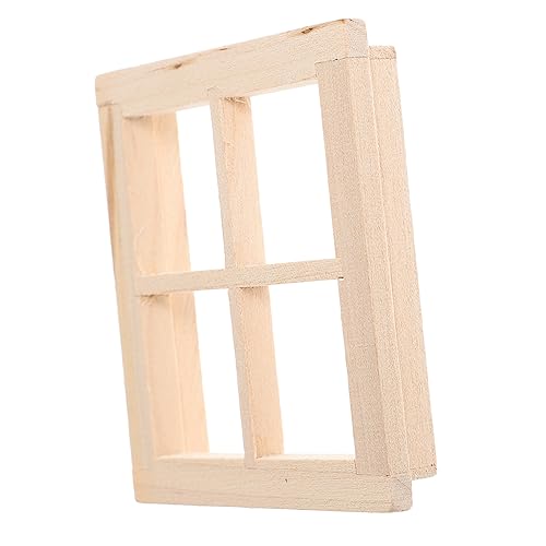 NOLITOY Puppenstubentüren Und -Fenster Hausmöbel Mini Puppenhausfenster Zubehör Winzige Möbel Modell Holzfenster Fenster Für Puppenhaus Hölzern von NOLITOY