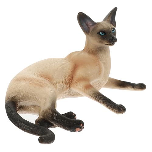 NOLITOY Realistische Siamkatze Dekofigur aus Kunststoff Kleines Lebensechtes Katzenmodell Filigrane Tierstatue für Wohnzimmer Büro und Geschenkidee für Katzenliebhaber von NOLITOY
