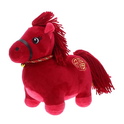 NOLITOY Rotes Plüschpferd Weiches Kuscheltier Glücksbringer Chinesisches Tierkreiszeichen Maskottchen Für Neujahrsdeko Und Frühlingsfest von NOLITOY