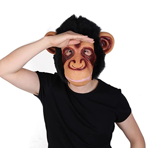NOLITOY Halloween-Maske Schimpansenkopfmasken Vollkopfmasken Halloween-kopfrequisiten Neuheit Halloween-masken Affenkostümmasken Schimpansenkostüm Schimpansen-masken Kleidung Zubehör Tier von NOLITOY