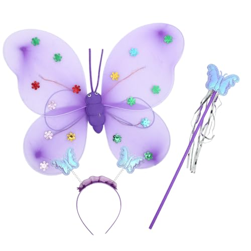 NOLITOY Schmetterlings flügel Kostüm mit Haarreif und Zauberstab Glitzernde Zauberflügel Leichtes für Mädchen Accessoire für Fotos und Kostümpartys NOLITOY Schmetterlings flügel Kostüm mit Haarreif und Zauberstab Glitzernde Zauberflügel Leichtes für Mädchen Accessoire für Fotos und Kostümpartys von NOLITOY