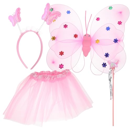 NOLITOY Schmetterlingsflügel Kostüm mit Tüllrock und Haarreif Rosa Feenkostüm für Mädchen für Party Fotorequisiten Aufführungen und Geburtstagsfeiern NOLITOY Schmetterlingsflügel Kostüm mit Tüllrock und Haarreif Rosa Feenkostüm für Mädchen für Party Fotorequisiten Aufführungen und Geburtstagsfeiern von NOLITOY