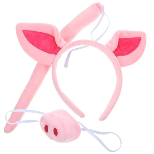 NOLITOY Schwein Kostüm Set Teilig Schweineohren und Rosa Schweinenase Weiches Tier Stirnband für Party Halloween Karneval Cosplay Geeignet für Mädchen und Jugendliche von NOLITOY