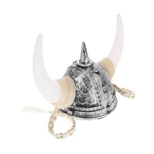 NOLITOY Silberner Wikingerhorn Helm mit Geflochtenen Zöpfen Auffälliger Plastikhelm für Erwachsene Bequemer Sitz für Kostüm Festival Cosplay und Partydekoration von NOLITOY
