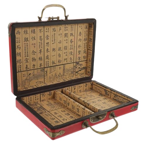 NOLITOY Stabile Mahjong Aufbewahrungsbox aus Holz und PU Große Kapazität Tragbarer Mahjong Koffer für Reisen und Zuhause Geeignet zur Sicheren Organisation von Spielsteinen NOLITOY Stabile Mahjong Aufbewahrungsbox aus Holz und PU Große Kapazität Tragbarer Mahjong Koffer für Reisen und Zuhause Geeignet zur Sicheren Organisation von Spielsteinen von NOLITOY