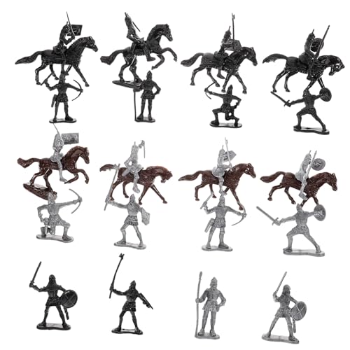 NOLITOY Teiliges Miniatur ritterfiguren Soldaten und Pferden Langlebige Kunststoffmodelle für Sandtisch Dekorationen und Kinderspiele Detailreiche Mini Figuren für Rollenspiele von NOLITOY