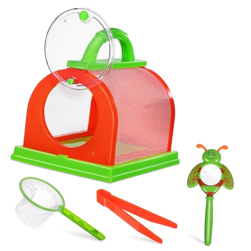 NOLITOY Teiliges Outdoor Fangnetz mit Schmetterlingsnetz Insektenkäfig Lupe und Pinzette Sicheres Tragbares Fangnetz und Insekten Terrarium für Naturverbundene Entdeckungen und Spiele von NOLITOY