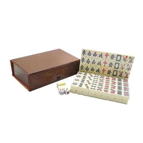 NOLITOY Tragbares Mahjong Spielset mit Würfeln und Aufbewahrungsbox Chinesisches Mini Mahjong Kit für Party Reise und Zuhause Feine Verarbeitung Leicht und Kompakt von NOLITOY