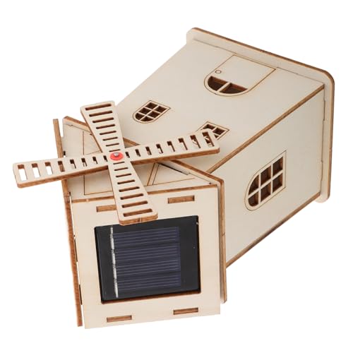 NOLITOY Unfertiges DIY Holz Windmühlen Modell Solarbetrieben Kreatives Lernspielzeug für Kleine Windmühle mit Bemalbarer Oberfläche Nachhaltiges Solar Experiment Holzspielzeug von NOLITOY