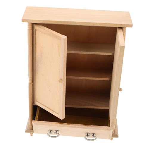 NOLITOY Unlackierter Vintage Holz Schrank Doppel Tür DIY Kreativ Zubehör Beige für Sammler und Spielspaß von NOLITOY