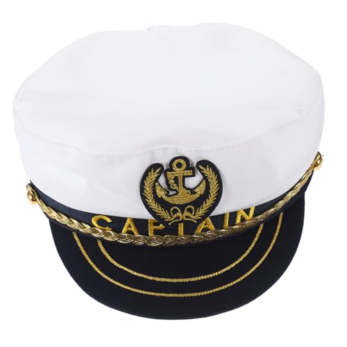 NOLITOY Verstellbare Matrosen Kapitänsmütze Weiß Erwachsene Partyhut Cosplay Zubehör für Karneval Yacht Party Bühnenauftritt NOLITOY Verstellbare Matrosen Kapitänsmütze Weiß Erwachsene Partyhut Cosplay Zubehör für Karneval Yacht Party Bühnenauftritt von NOLITOY