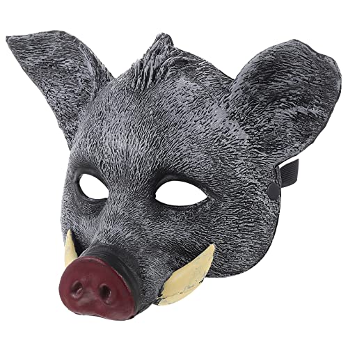 NOLITOY Wildschwein Maske Festival Halloween- Tiere Halloween-maske Maske Im Horror-stil Schweinchen Erwachsene Halloween-schwein Maskenkostüm Wildschwein Kostüm Für Party Led Pu Grau von NOLITOY