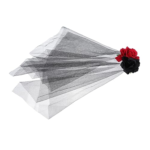 NOLITOY Wunderschöner Roter und Schwarzer Rosenhaarreif mit Schleier Halloween Kopfbedeckung für Damen für Kostümpartys und Tag Toten NOLITOY Wunderschöner Roter und Schwarzer Rosenhaarreif mit Schleier Halloween Kopfbedeckung für Damen für Kostümpartys und Tag Toten von NOLITOY
