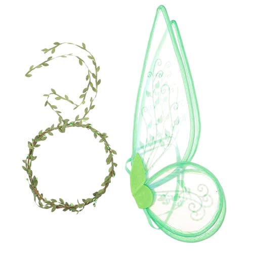 NOLITOY aus Leichtem Gauze mit Grünem Blumenkranz Kostüm Flügel Prop für Mädchen und Damen Atmungsaktiv Geeignet für Cosplay Party Karneval Halloween NOLITOY aus Leichtem Gauze mit Grünem Blumenkranz Kostüm Flügel Prop für Mädchen und Damen Atmungsaktiv Geeignet für Cosplay Party Karneval Halloween von NOLITOY