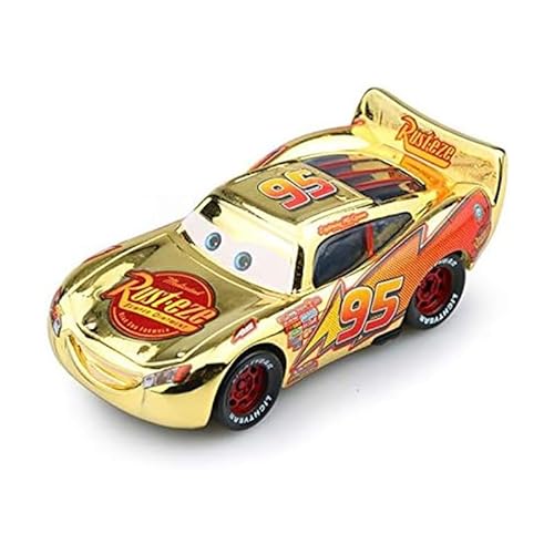 NOLLAM Pixar Cars 3 Lightning McQueen Jackson Storm Mater 01.55 Diecast Metal Alloy Model Car Toy Child Boy (Color : McQueen Gold) von NOLLAM