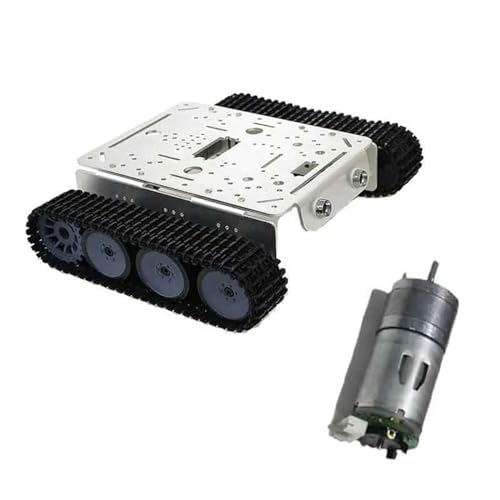 NOLLAM RC-Raupenfahrwerk Metall-Crawler-Roboter-Panzer-Chassis-Kit, Motor mit hohem Drehmoment und Encoder für schwere Last (Color : Silver with25 Motor) von NOLLAM