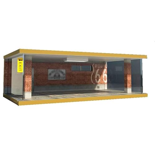 Werkstatt-Szenenmodell 1/32 simulierte Automodell-Garage, Massivholz-Parkplatz-Modellszenen-Staubschutzhülle mit Beleuchtungsornamenten (Color : Four Parking Spaces red Brick Wall Version) von NOLLAM