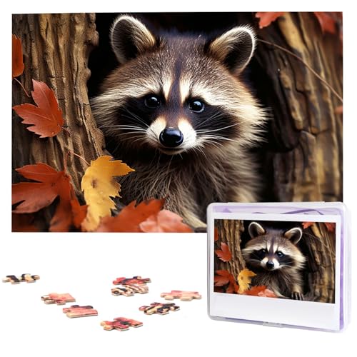 1000-teiliges Puzzle für Erwachsene, herausforderndes Puzzle für Spielabende, Geschenke, personalisiertes Bild, Puzzle, Waschbär im Baumloch, benutzerdefiniertes Holzpuzzle für Familie, fertige Größe 1000-teiliges Puzzle für Erwachsene, herausforderndes Puzzle für Spielabende, Geschenke, personalisiertes Bild, Puzzle, Waschbär im Baumloch, benutzerdefiniertes Holzpuzzle für Familie, fertige Größe von NONHAI