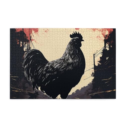 1000-teiliges Puzzle für Erwachsene, personalisiertes Bilderpuzzle, Bauernhaus-Huhn, individuelles Holzpuzzle für Familie, Geburtstag, Hochzeit, Spielabende, Geschenke, 74,9 x 50 cm von NONHAI