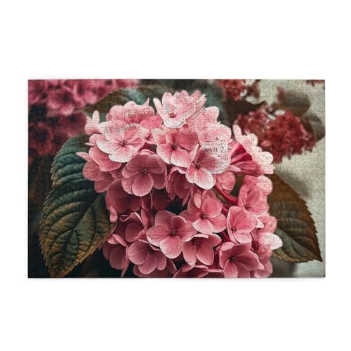 1000-teiliges Puzzle für Erwachsene, personalisiertes Bildpuzzle, rosa Blumen, individuelles Holzpuzzle für Familie, Geburtstag, Hochzeit, Spielabende, Geschenke, 74,9 x 50 cm von NONHAI