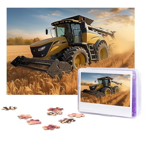 300-teiliges Puzzle für Erwachsene, personalisiertes Bilder-Puzzle, Bauernhof-Traktor, Erntemaschine, individuelles Holzpuzzle für Familie, Geburtstag, Hochzeit, Spielabende, Geschenke, 38,1 x 25,9 cm von NONHAI