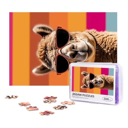 300-teiliges Puzzle für Erwachsene, personalisiertes Bilderpuzzle, Kamel mit Sonnenbrille, individuelles Holzpuzzle für Familie, Geburtstag, Hochzeit, Spielabende, Geschenke, 38,1 x 25,9 cm von NONHAI