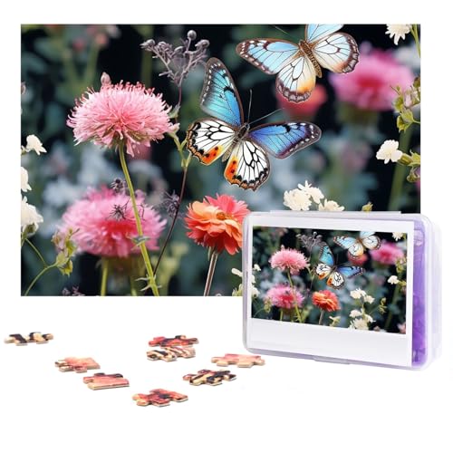 300-teiliges Puzzle für Erwachsene, personalisiertes Bilderpuzzle, bunte Blumen und Schmetterlinge, individuelles Holzpuzzle für Familie, Geburtstag, Hochzeit, Spielabende, Geschenke, 38,1 x 25,9 cm von NONHAI