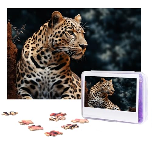 300-teiliges Puzzle für Erwachsene, personalisiertes Bilderpuzzle, ein Leopard sitzt, individuelles Holzpuzzle für Familie, Geburtstag, Hochzeit, Spielabende, Geschenke, 38,1 x 25,9 cm von NONHAI