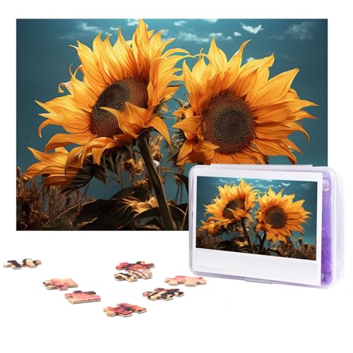 300-teiliges Puzzle für Erwachsene, personalisiertes Bildpuzzle, Fantasie-Sonnenblume, personalisiertes Holzpuzzle für Familie, Geburtstag, Hochzeit, Spielabende, Geschenke, 38,1 x 25,9 cm von NONHAI