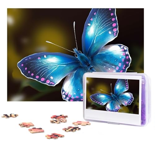 300-teiliges Puzzle für Erwachsene, personalisiertes Bildpuzzle, schöner blauer Schmetterling, individuelles Holzpuzzle für Familie, Geburtstag, Hochzeit, Spielabende, Geschenke, 38,1 x 25,9 cm von NONHAI