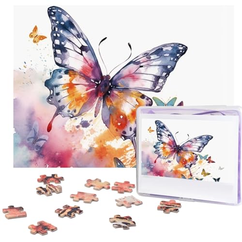 500-teiliges Puzzle für Erwachsene, personalisiertes Bilder-Puzzle, Aquarell-Schmetterling, individuelles Holzpuzzle für Familie, Geburtstag, Hochzeit, Spielabende, Geschenke, 51,8 x 38,1 cm von NONHAI