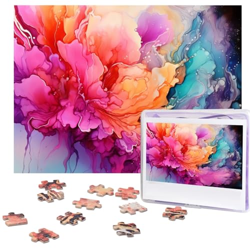 500-teiliges Puzzle für Erwachsene, personalisiertes Bilder-Puzzle, buntes Aquarellgemälde, individuelles Holzpuzzle für Familie, Geburtstag, Hochzeit, Spielabende, Geschenke, 51,8 x 38,1 cm von NONHAI