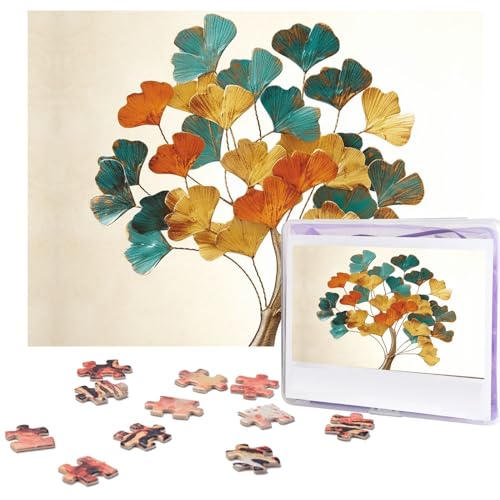 500-teiliges Puzzle für Erwachsene, personalisiertes Bilderpuzzle, mehrfarbig, Ginkgo-Blattbaum, individuelles Holzpuzzle für Familie, Geburtstag, Hochzeit, Spielabende, Geschenke, 51,8 x 38,1 cm von NONHAI